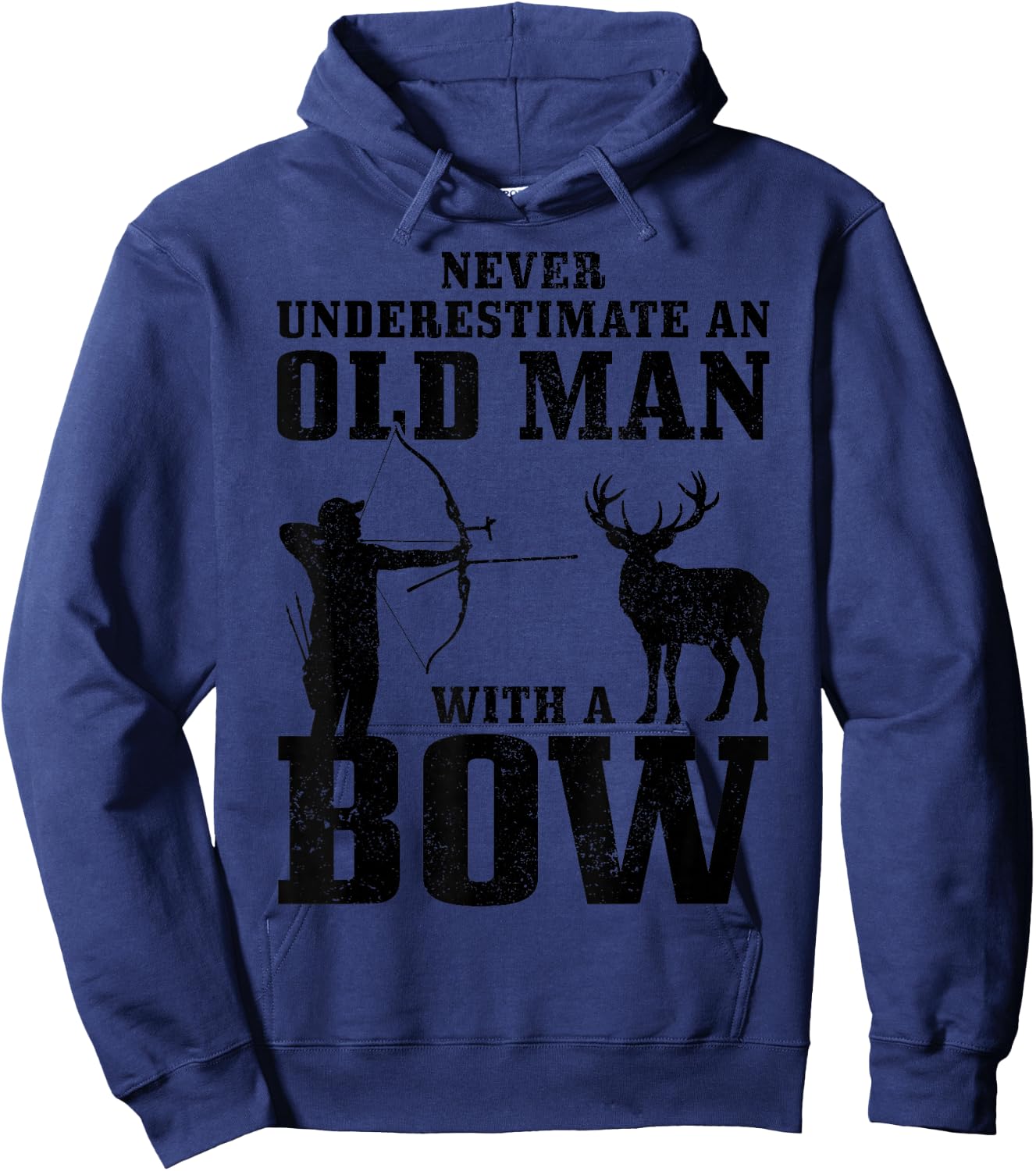 Bow Hunting Archery Never Underestimate An Old Man With Bow Hoodie - Hoodie | Navy