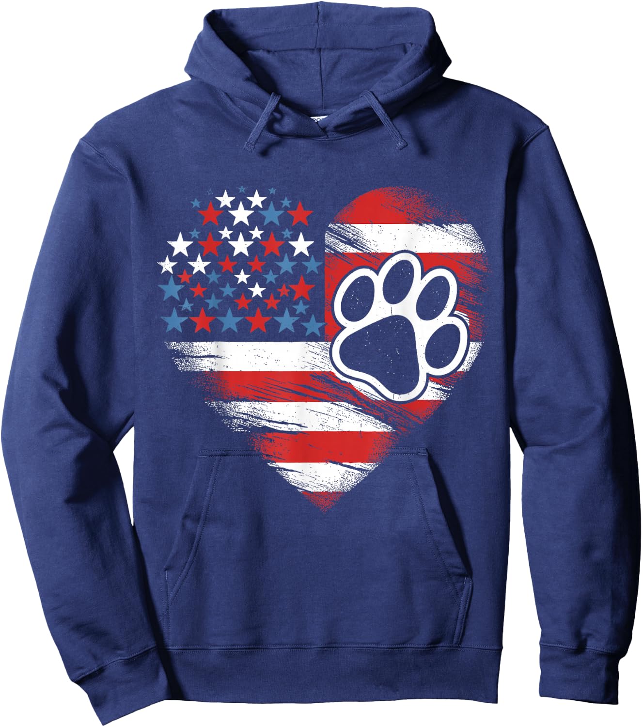American Flag Dog and Cat Paw Patriotic 4th of July Hoodie - Hoodie | Navy