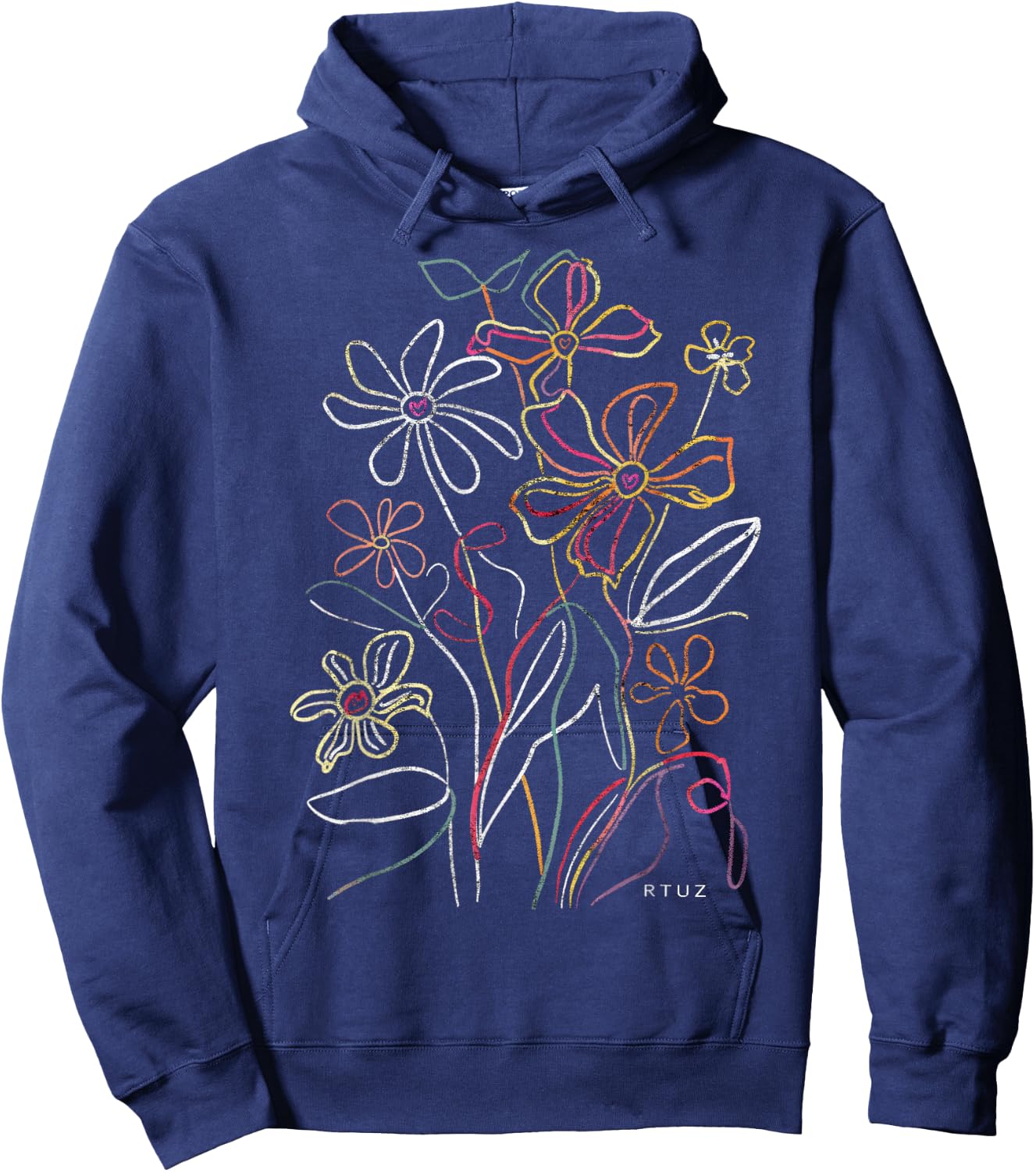 Boho Style Floral Pastel Design Flowers Hipster Streetwear Hoodie - Hoodie | Navy