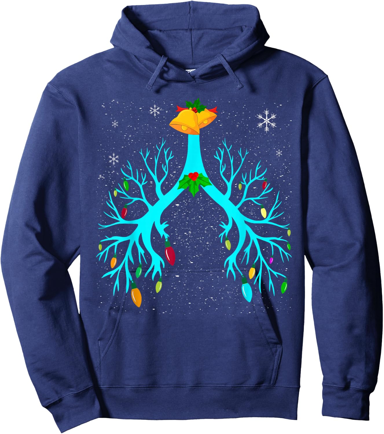 Respiratory Therapy Lung Christmas Xmas Light Ornament Hoodie - Hoodie | Navy