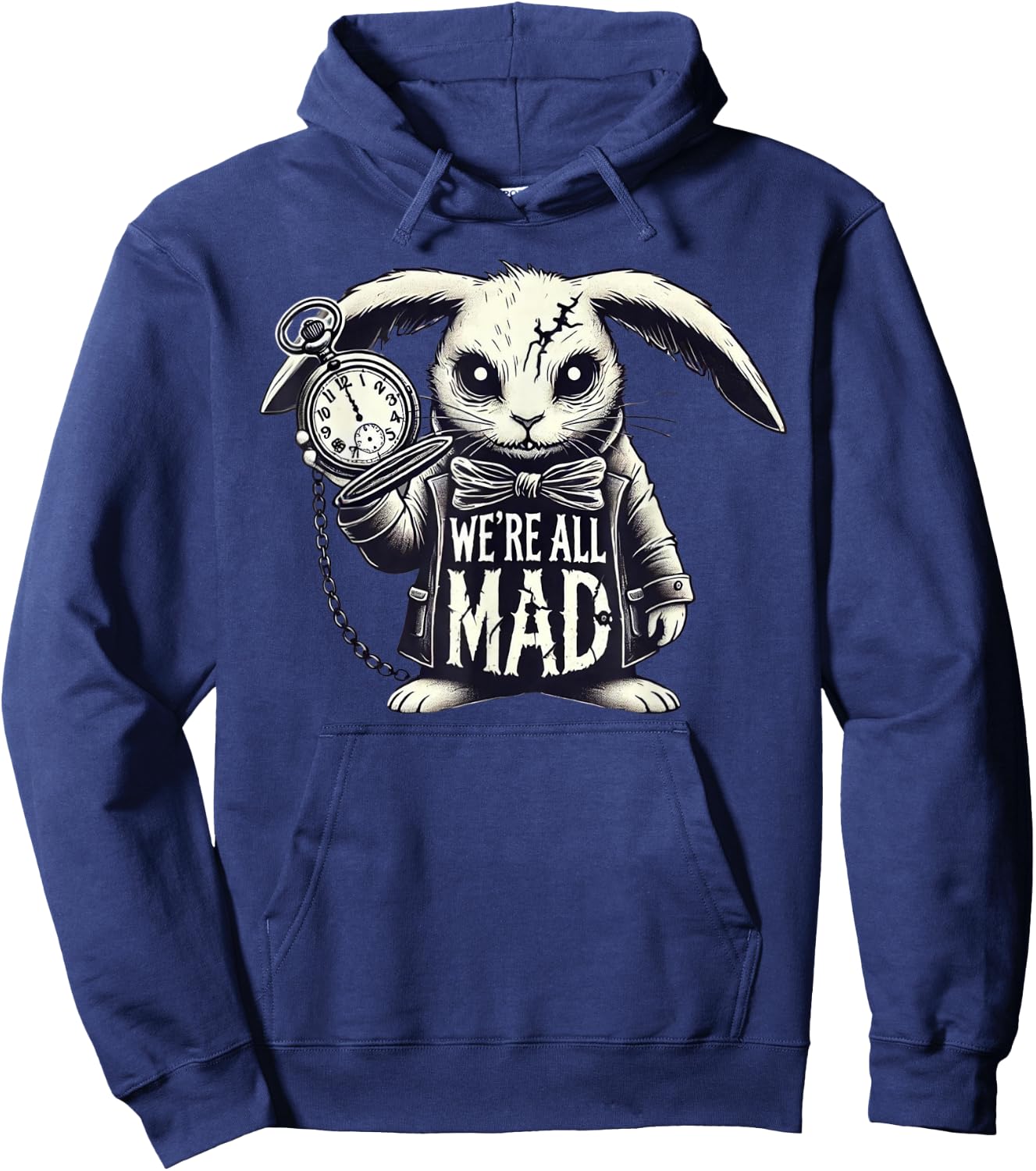 Alice in Wonderland - We're All Mad White Rabbit Mad Hatter Hoodie - Hoodie | Navy