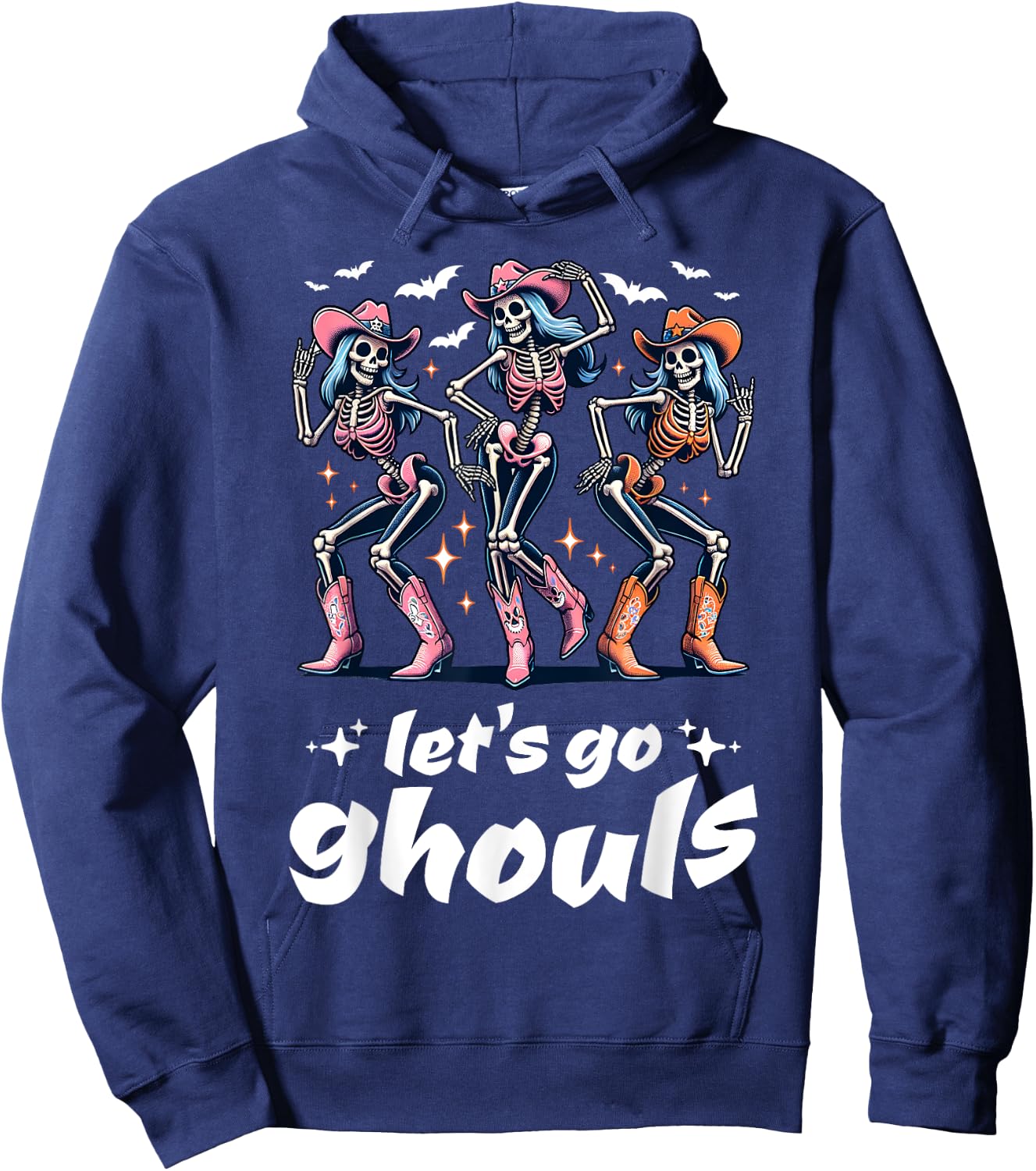 Funny Cowgirls Let's Go Ghouls Halloween Cowgirl Skeleton Hoodie - Hoodie | Navy