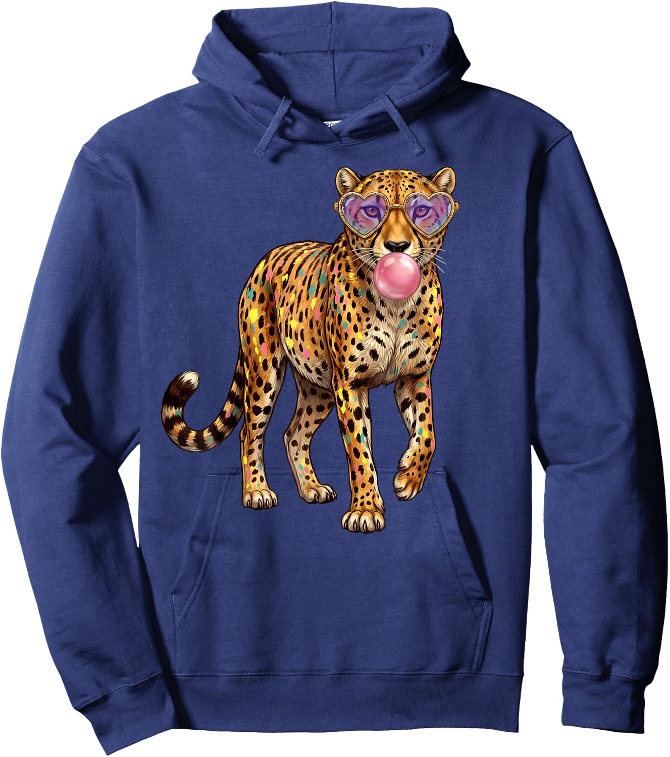 Cheetah Bubblegum Sunglasses Funny Animal Lovers Teen Girls Hoodie - Hoodie | Navy