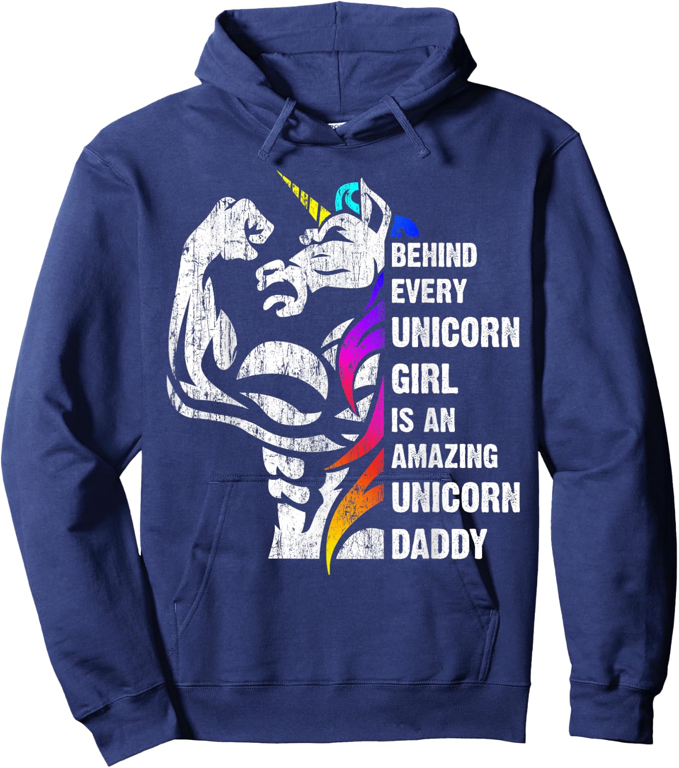 Unicorn Dad Dadacorn Dadicorn Daddycorn Inspirational Quote Hoodie - Hoodie | Navy