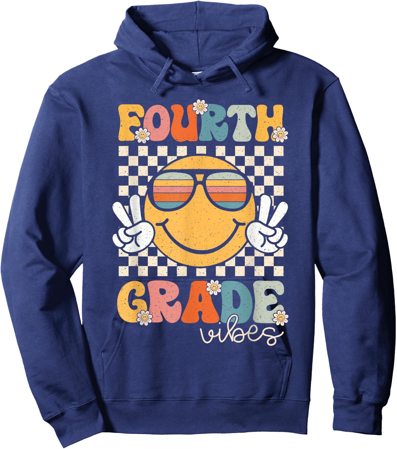 Fourth Grade Vibes Smile First Day of School 4th Grade Team Hoodie - Hoodie | Navy