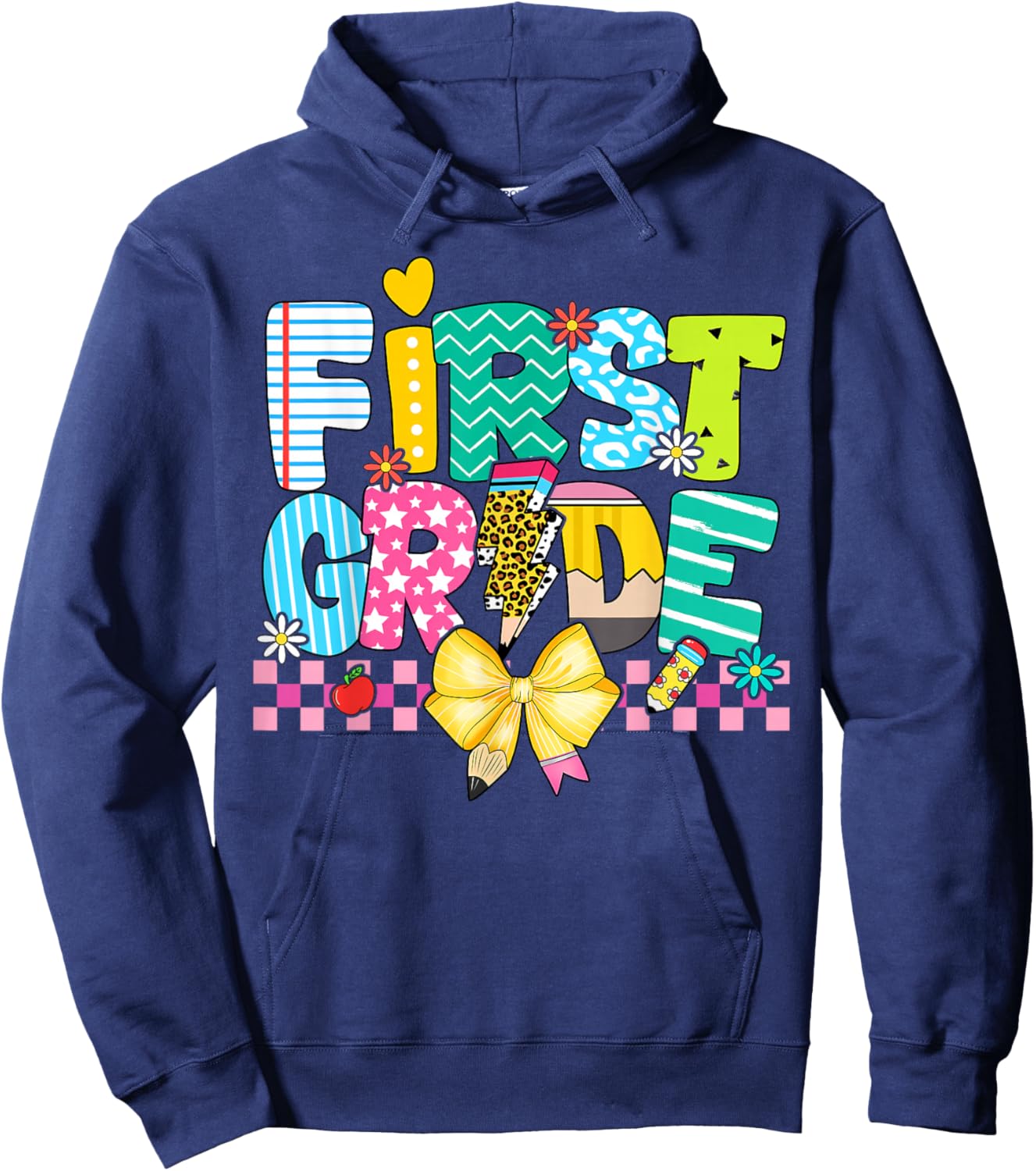 Cute First Grade Teacher 1st Grade Boys Girls Back to School Hoodie - Hoodie | Navy