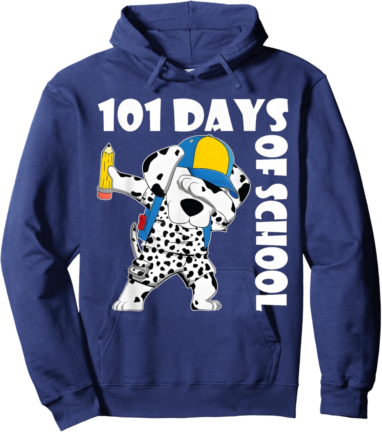Happy 101 Days School Cute Dog 100 Days Dab Teacher Student Hoodie - Hoodie | Navy