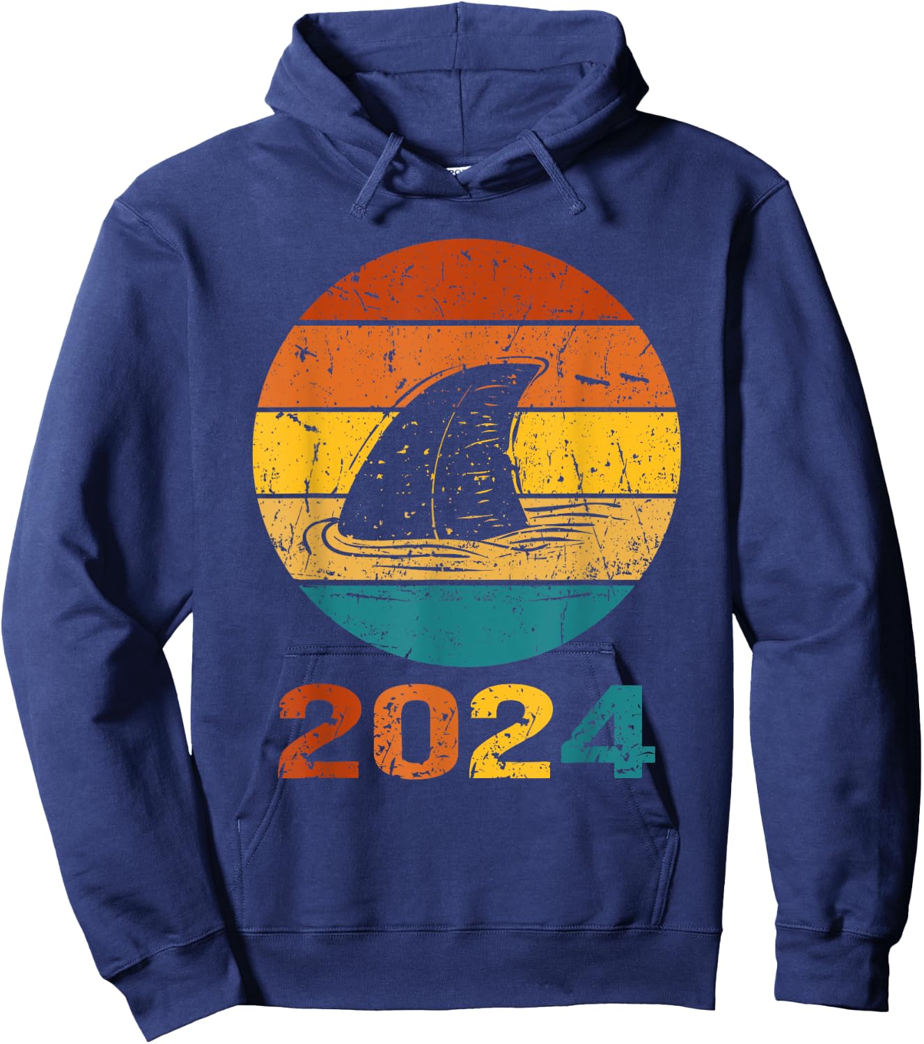 2024 Shark Fin Lover Week Animal Sea Ocean Matching Summer Hoodie - Hoodie | Navy