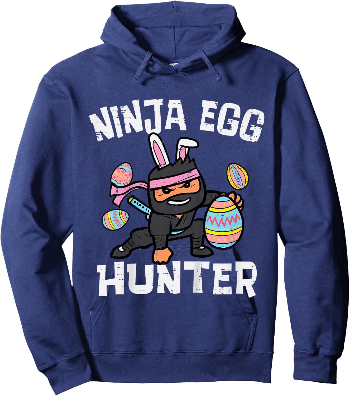 Kids Easter Ninja Bunny Egg Hunter Funny Boys Kids Toddler Youth Hoodie - Hoodie | Navy