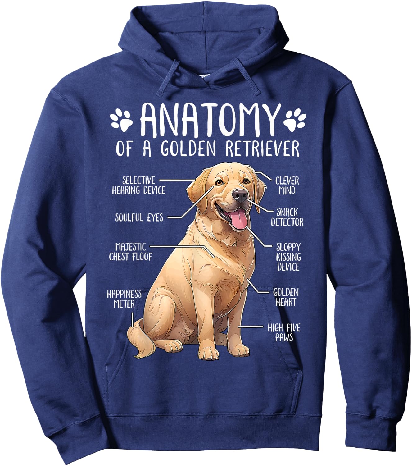 Funny Golden Retriever Anatomy Dog Lover Owner Women Girls Kids Hoodie - Hoodie | Navy
