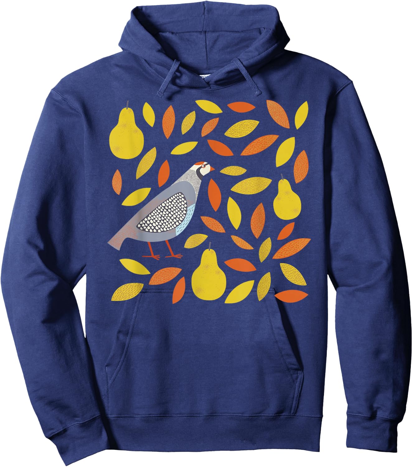 Threadless Nic Squirrell Partridge in A Pear Tree Graphic Hoodie - Hoodie | Navy