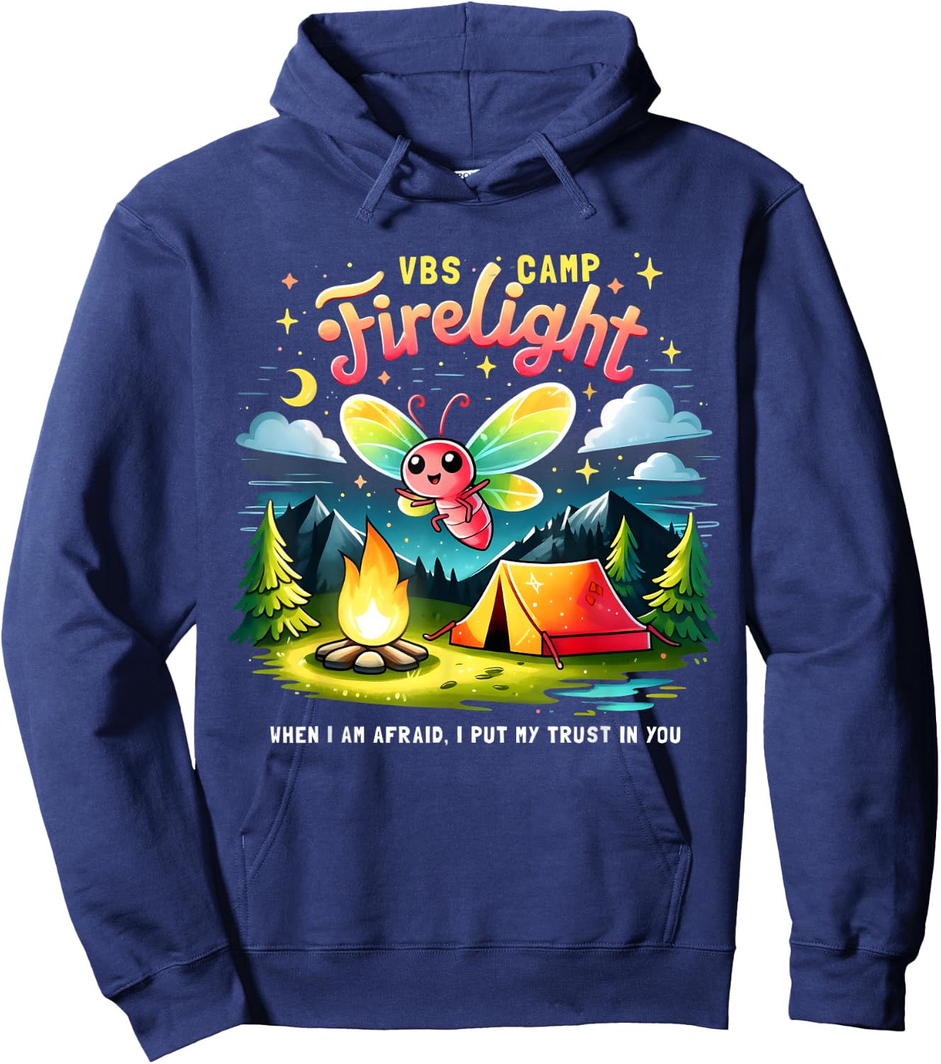 Camp Firelight VBS Camp Firework 2024 Vacation Bible School Hoodie - Hoodie | Navy