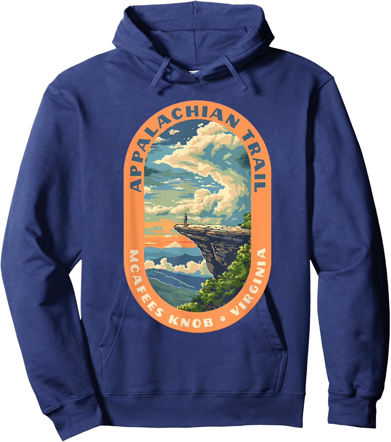 McAfee Knob Virginia Appalachian Trail Roanoke Hiking Hoodie - Hoodie | Navy