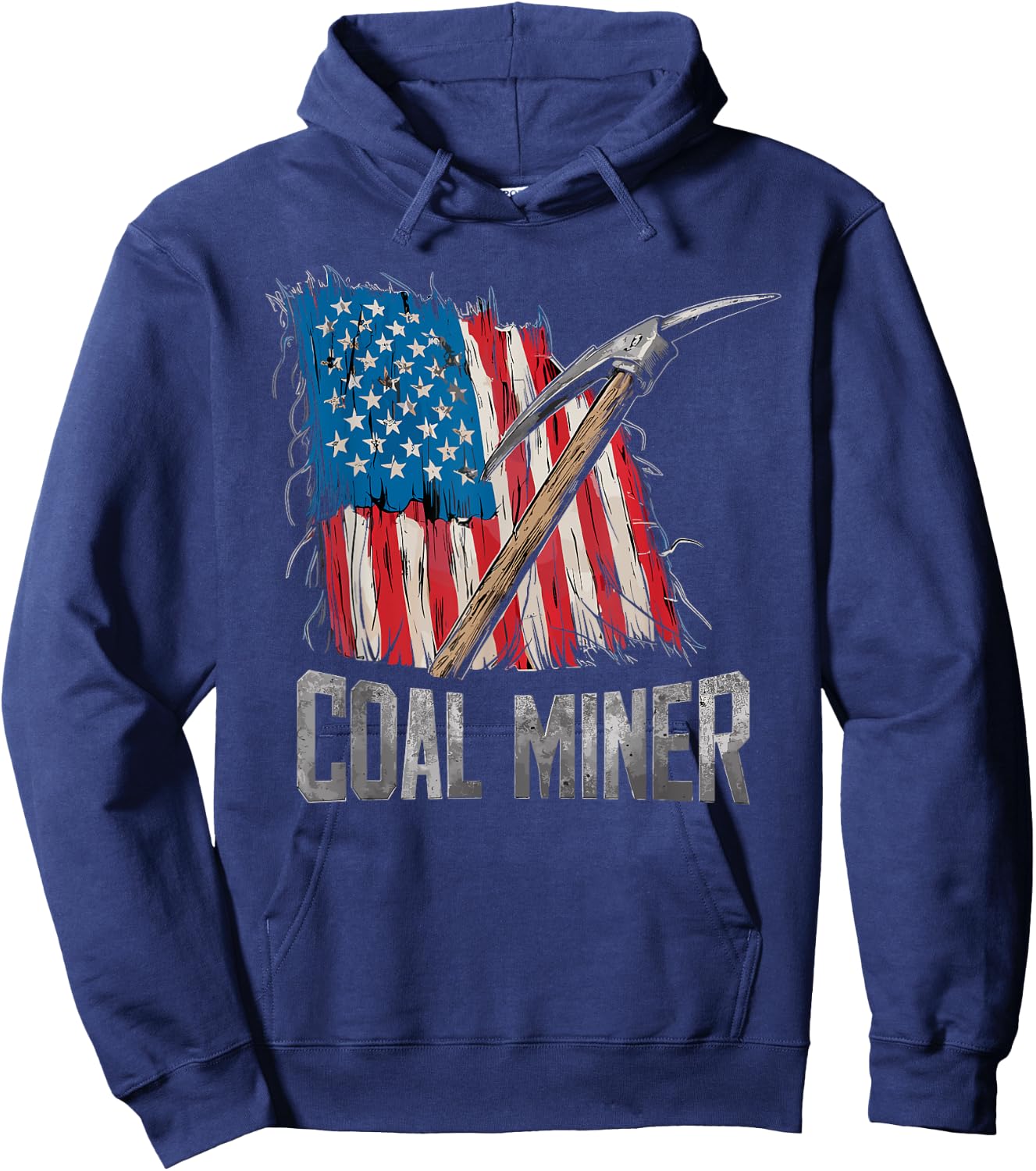 American USA Flag Coal Miner Mining Miners Carbon Coals Mine Men Hoodie - Hoodie | Navy
