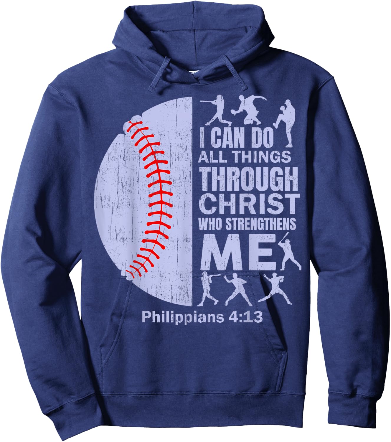 Christian Baseball T Shirt Christ Bible Verse Men Boys Kids Hoodie - Hoodie | Navy