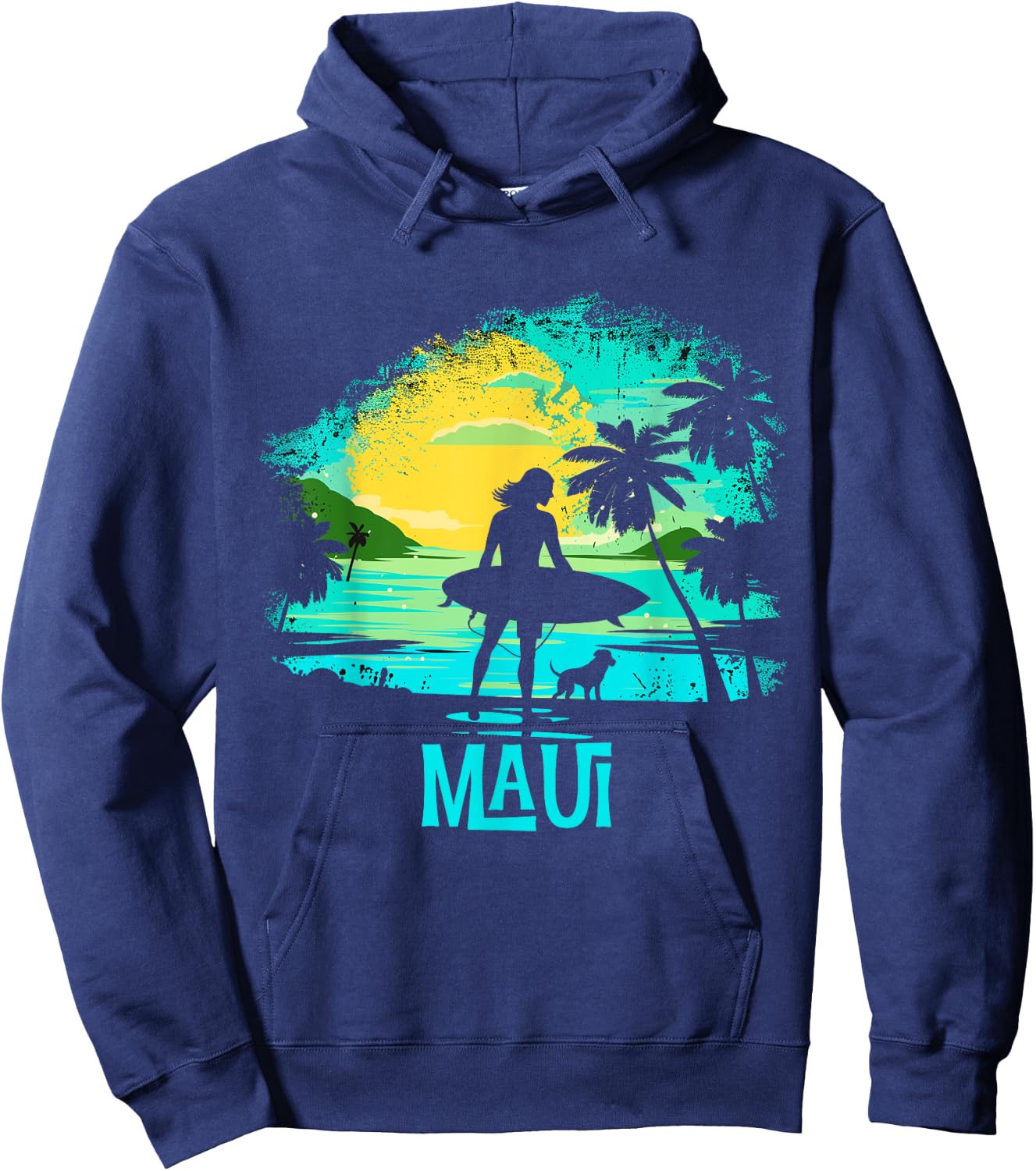 Maui Hawaii Surf Beach Surfing Hawaiian Hoodie - Hoodie | Navy