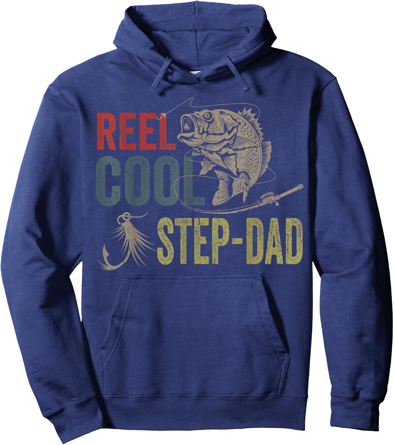 Reel Cool Step-Dad Fishing Father's Day Gift Hoodie - Hoodie | Navy