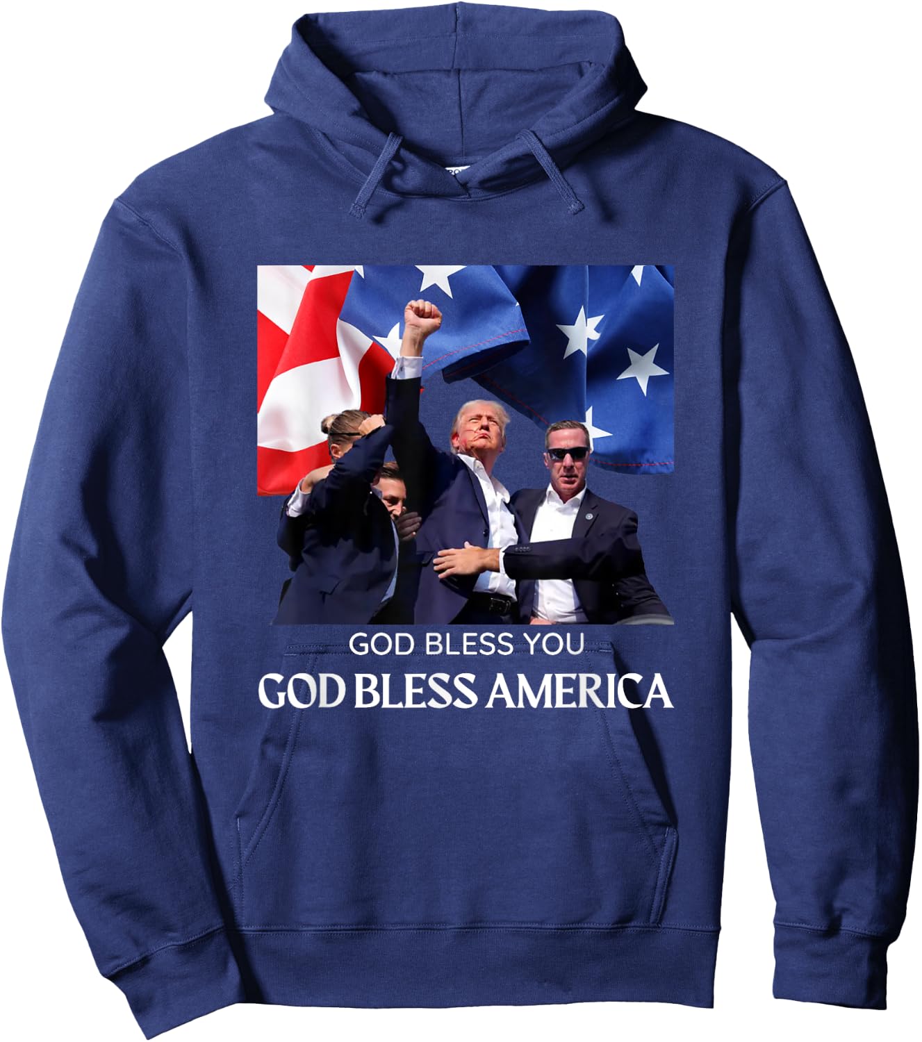Donald Trump 2024 God Bless You - God Bless America Hoodie - Hoodie | Navy