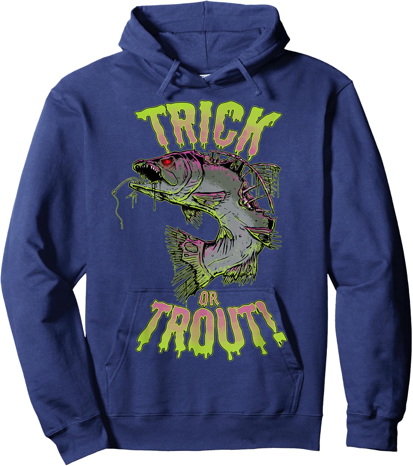 Funny Halloween Trout Fishing & Angling Trick or Trout Hoodie - Hoodie | Navy