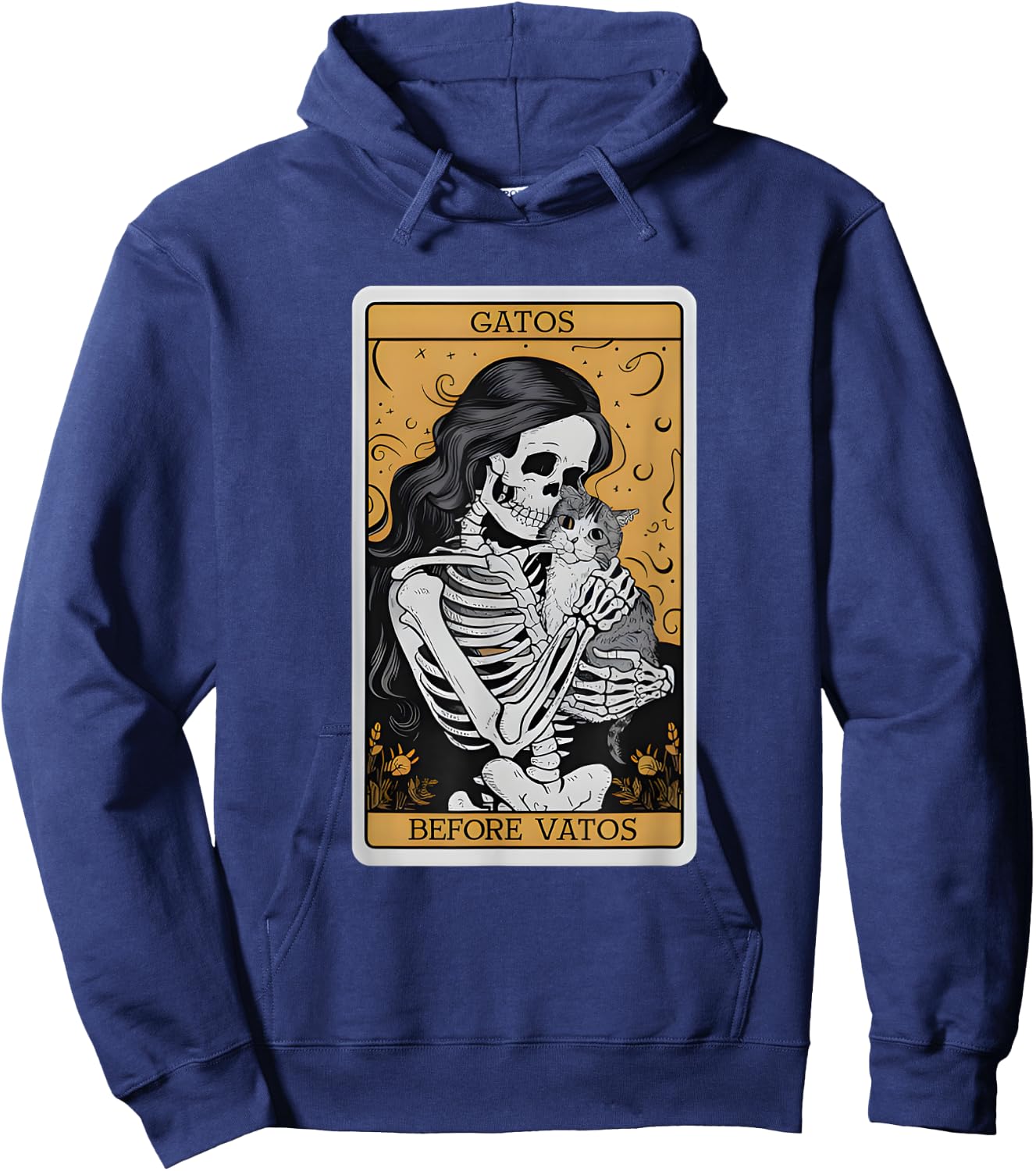 Gatos Before Vatos Funny Cat Tarot Card Cat Lady Cat Mom Hoodie - Hoodie | Navy