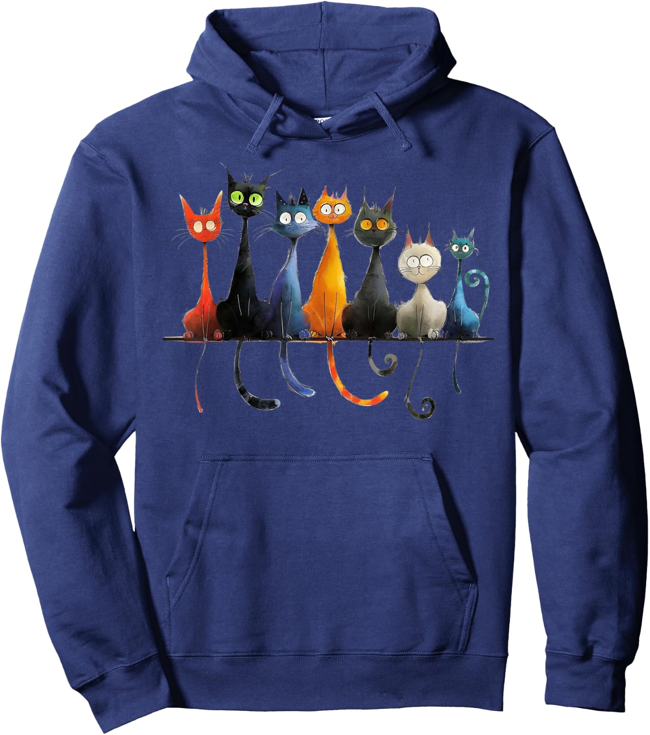 Whimsical Mid-Century Modern Look Cats 50& 60s Style Hoodie - Hoodie | Navy