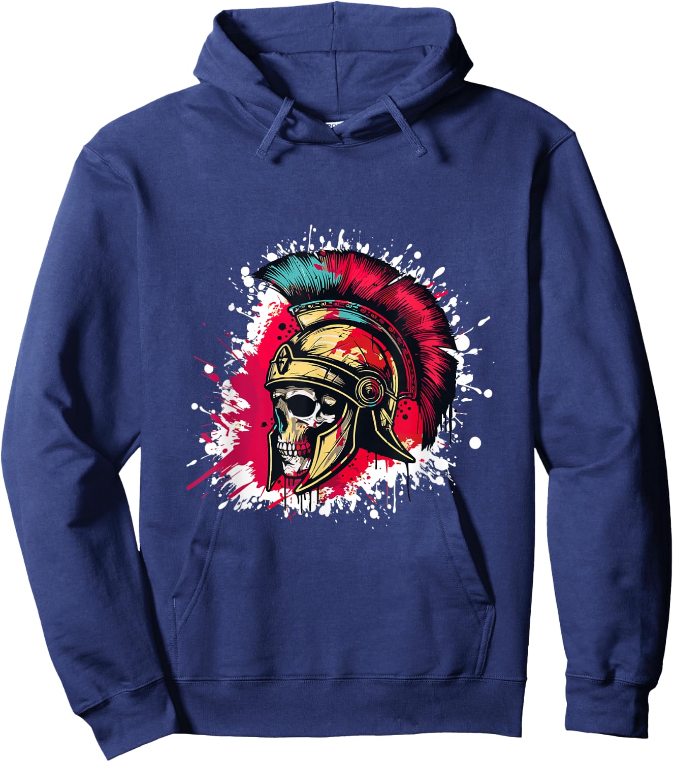 Spartan Skull Head With Helmet | Sparta Gladiator Warrior Hoodie - Hoodie | Navy