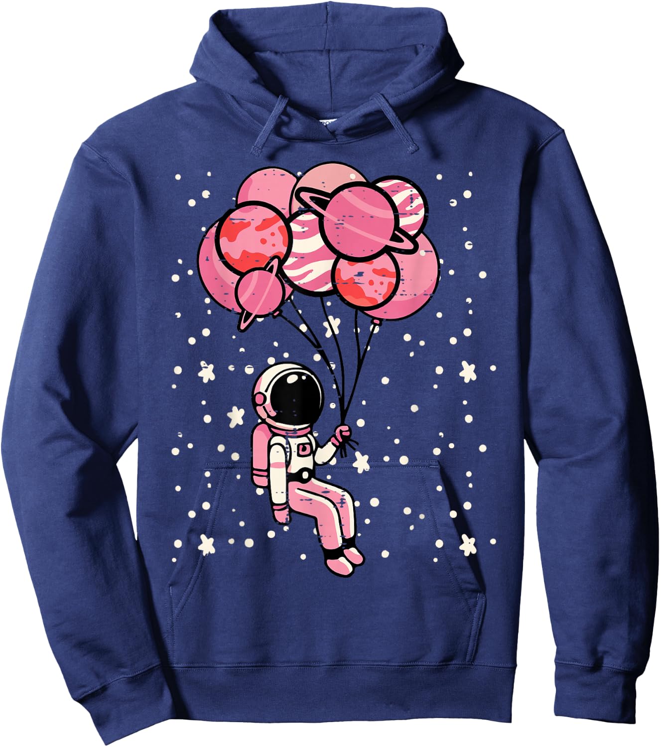 Astronaut Balloon Planets Space Galaxy Girls Kids Toddler Hoodie - Hoodie | Navy
