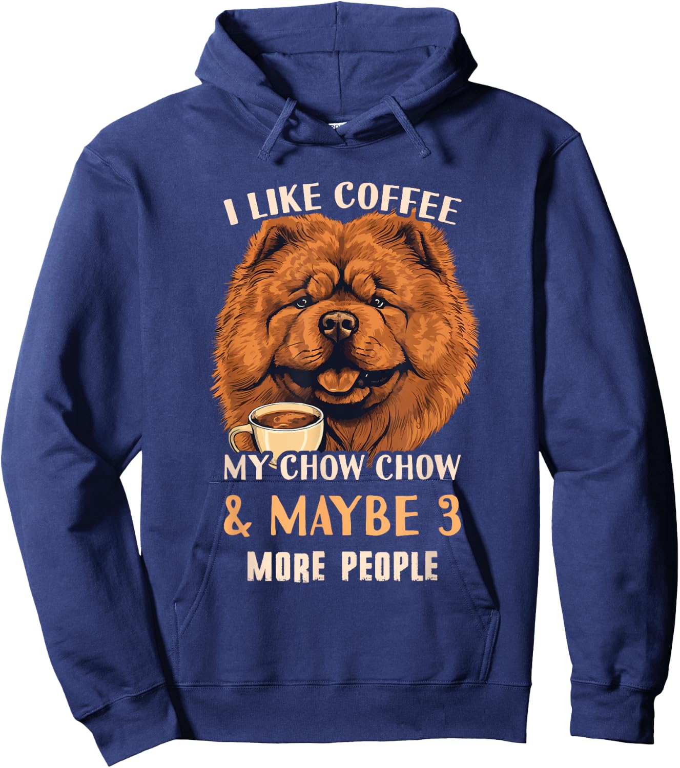 Chow Chow Coffee Outfit - Coffee Chow Chow Hoodie - Hoodie | Navy