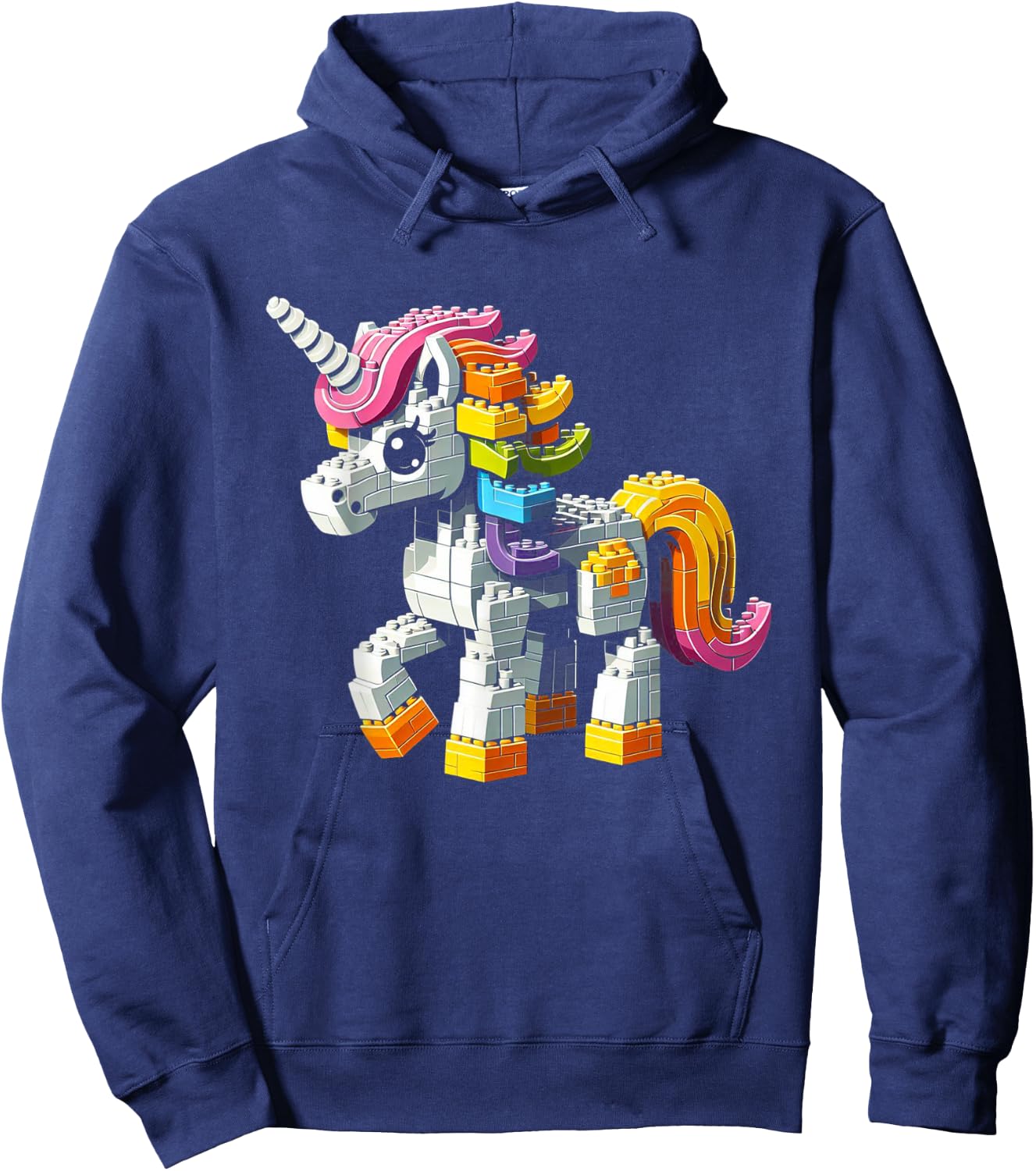 Block Building Unicorn Lover Master Builder Bricks Hoodie - Hoodie | Navy