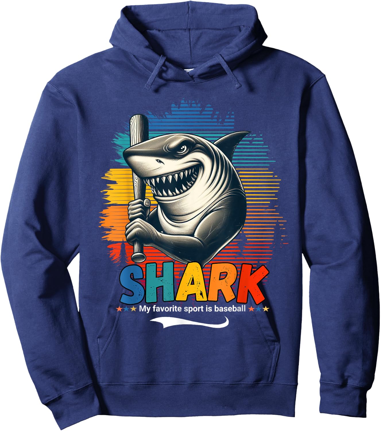 Funny Shark Baseball Player Animal Lover Design Hoodie - Hoodie | Navy