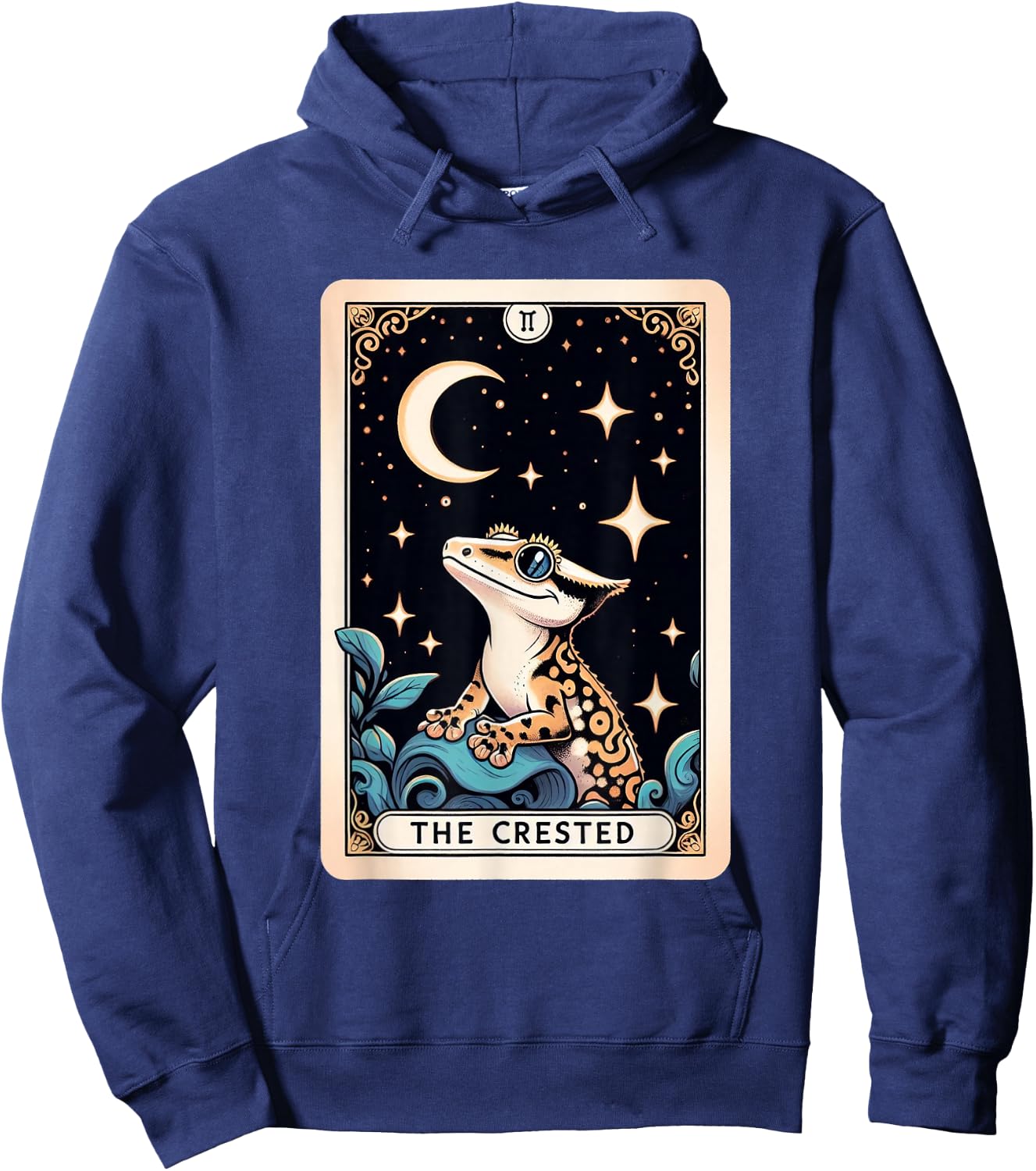 Crested Gecko Tarot Card Moon Men Women Kids Reptile Lover Hoodie - Hoodie | Navy