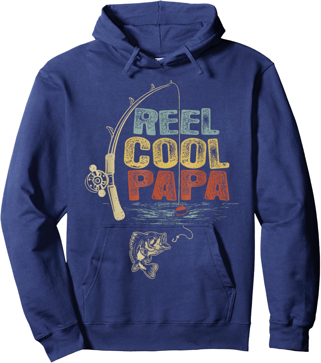 Funny Fisherman Vintage Reel Cool Papa Father Day Hoodie - Hoodie | Navy