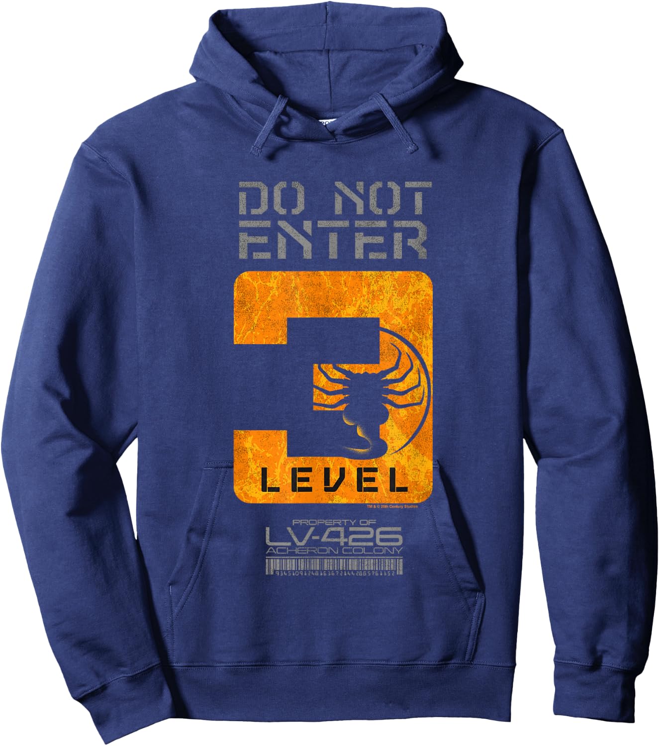 Aliens Do Not Enter Level 3 Face Hugger Silhouette Poster Hoodie - Hoodie | Navy