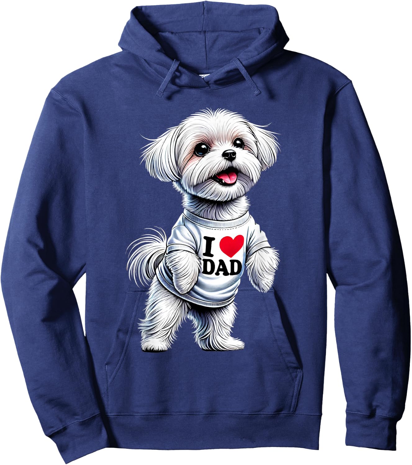 Maltese Dad I Love Dad Maltese Lover Hoodie - Hoodie | Navy