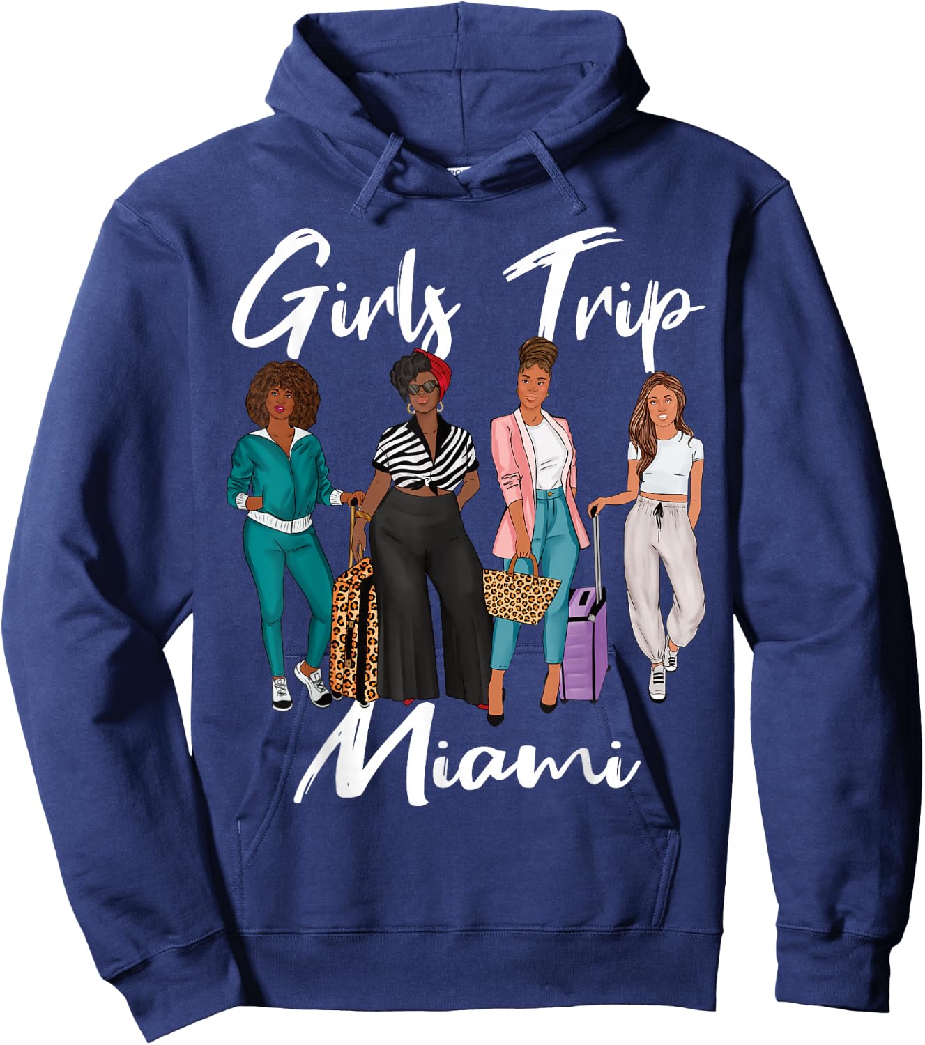 Girls Trip Miami For Melanin Afro Black Vacation Women Hoodie - Hoodie | Navy