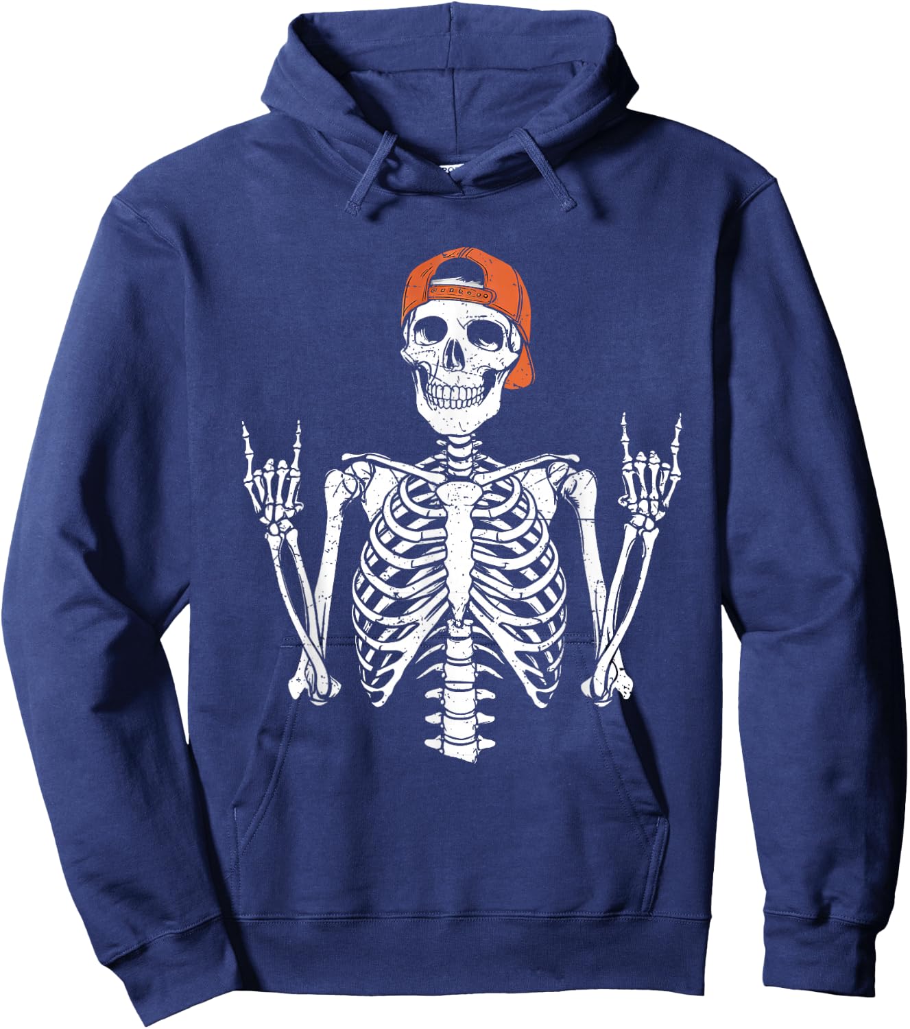 Rocker Skeleton Cap Skater Halloween Rock Boys Kids Hoodie - Hoodie | Navy