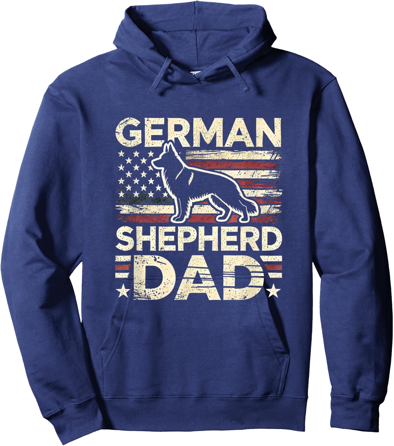 German Shepherd Dad Shirt American Flag German Shepherds Hoodie - Hoodie | Navy
