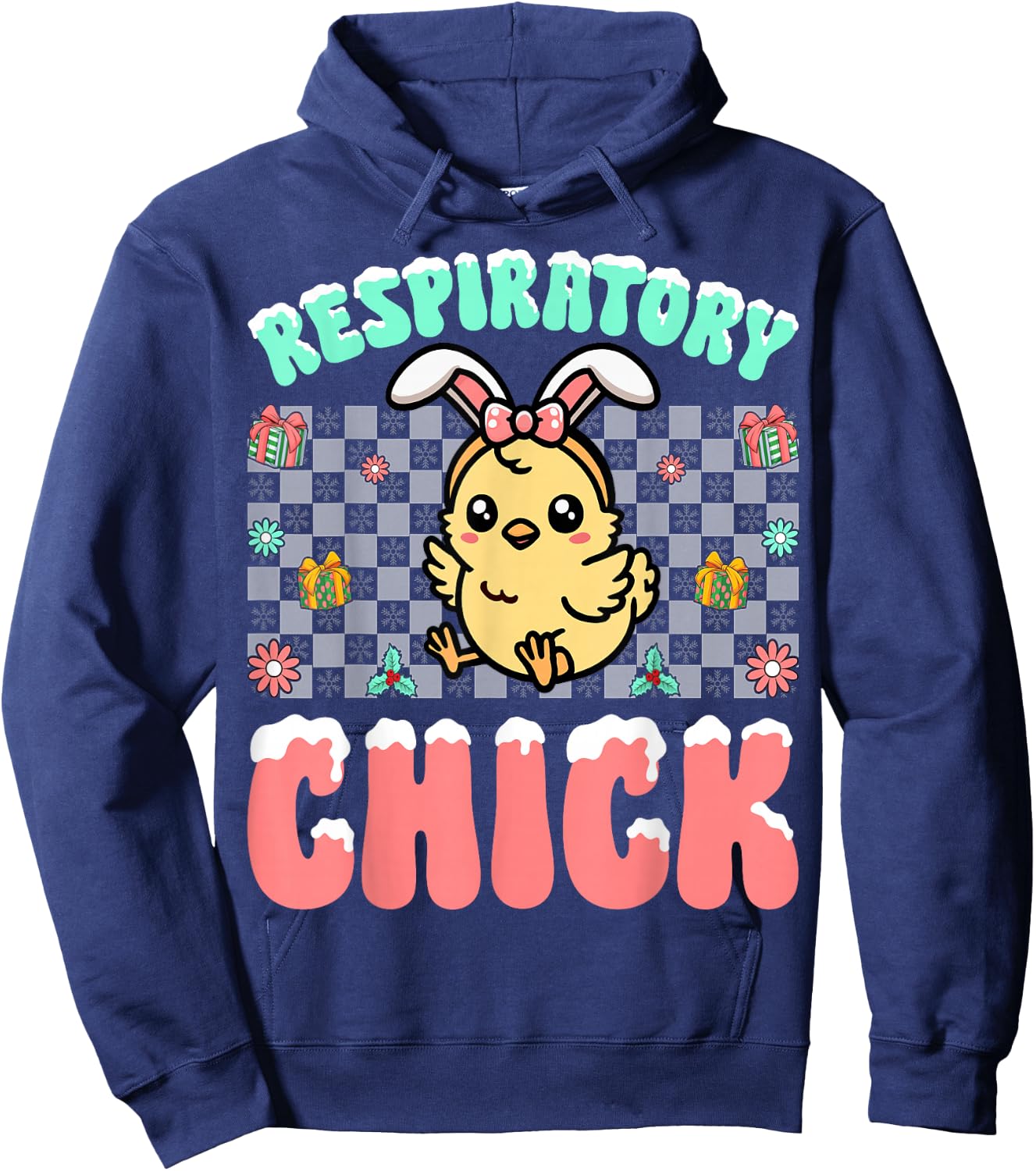 Respiratory Chick Easter Respiratory Therapist Christmas Hoodie - Hoodie | Navy