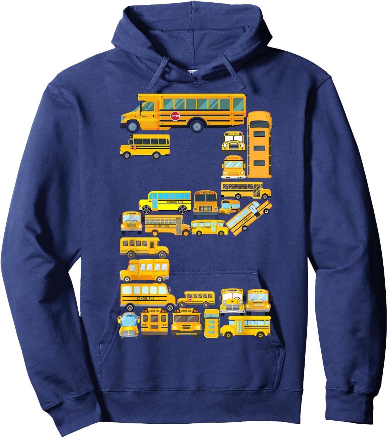 Toddler 2nd Birthday School Bus Themed 2 Year Old Boys Kids Hoodie - Hoodie | Navy