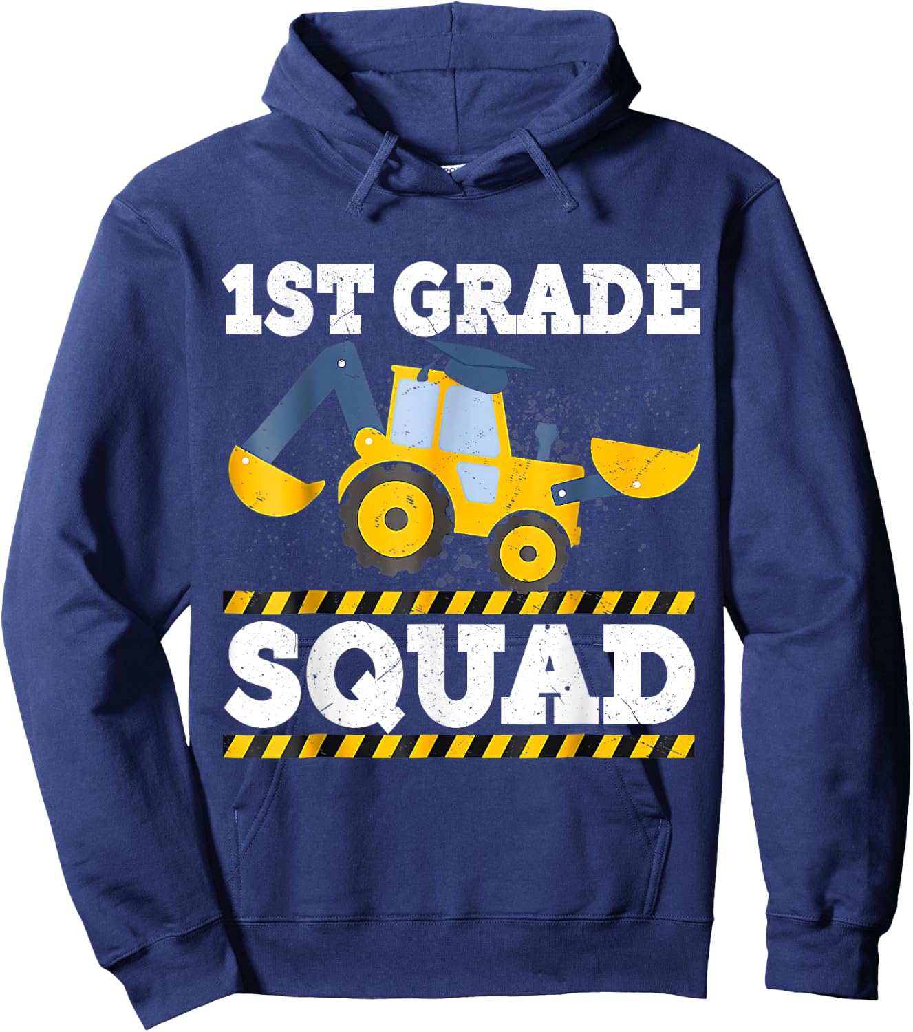 Construction Truck 1st Grade Squad Crew Excavator Graduation Hoodie - Hoodie | Navy