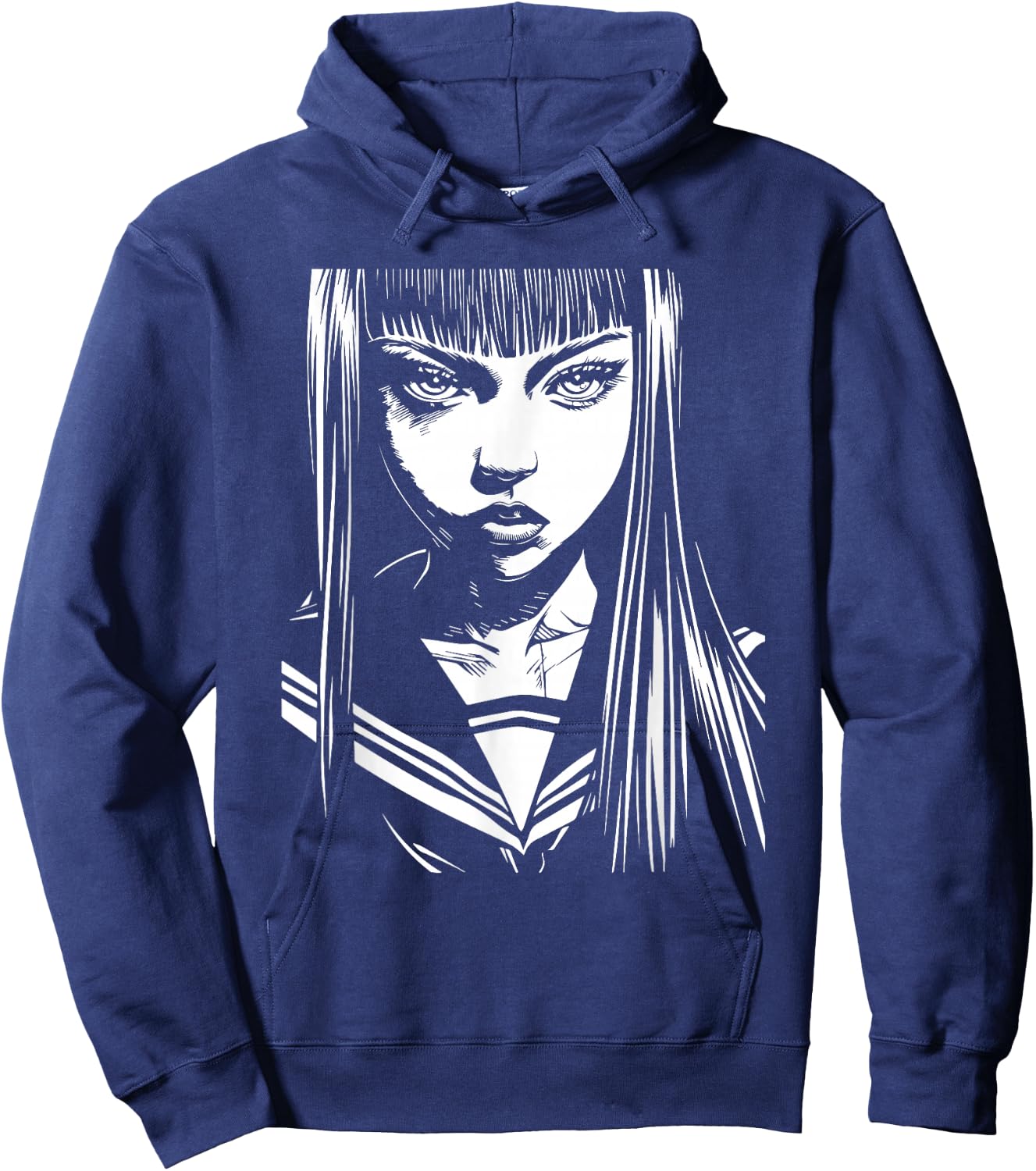Anime Horror Girl Aesthetic Soft Grunge Waifu Japanese Hoodie - Hoodie | Navy