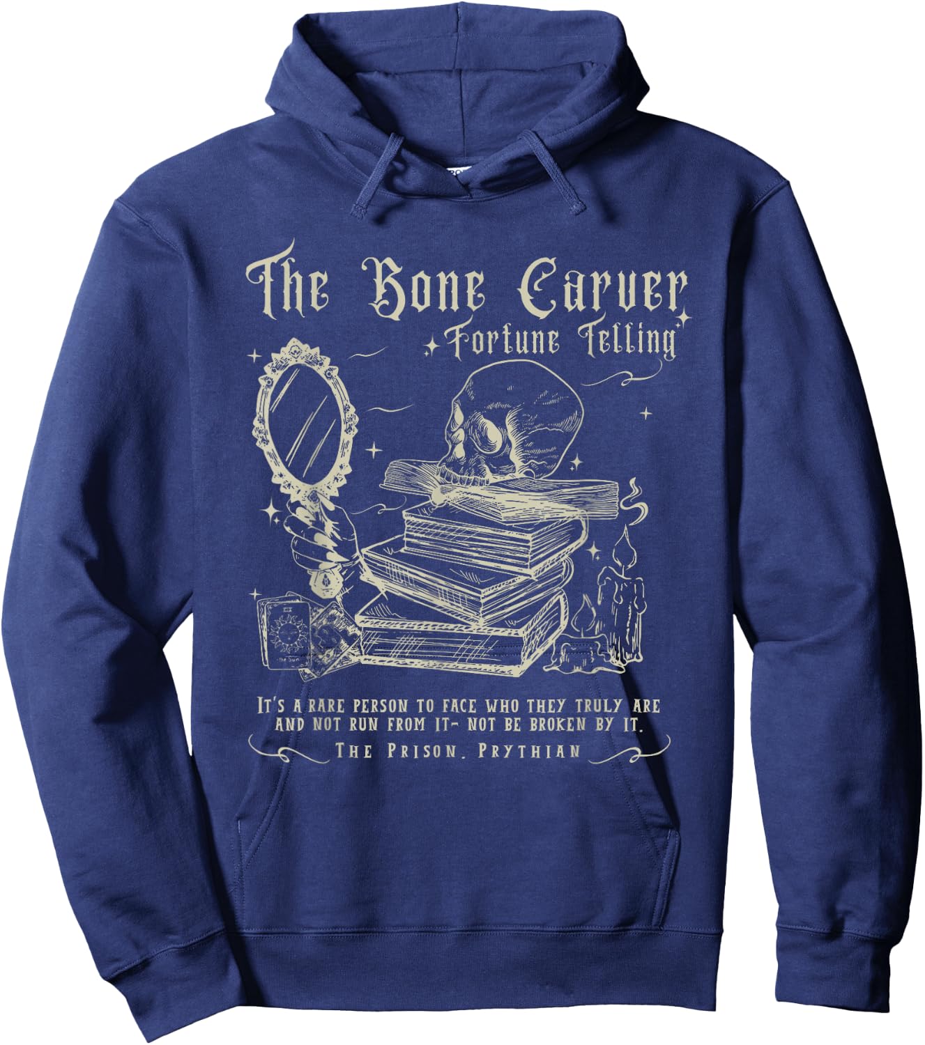 Vintage The Bone Carver Death God Tour Skeleton Spicy Books Hoodie - Hoodie | Navy