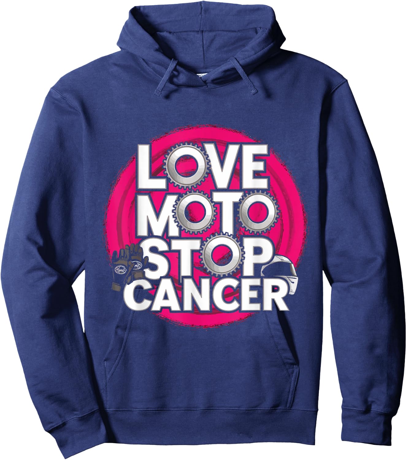 Love Moto Stop Cancer Design Hoodie - Hoodie | Navy