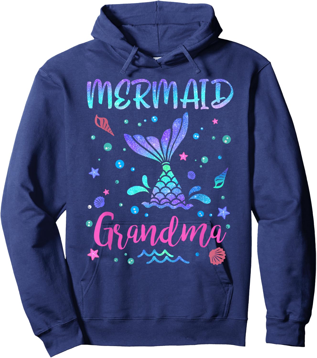 Birthday Mermaid Grandma Matching Family Bday Party Squad Hoodie - Hoodie | Navy