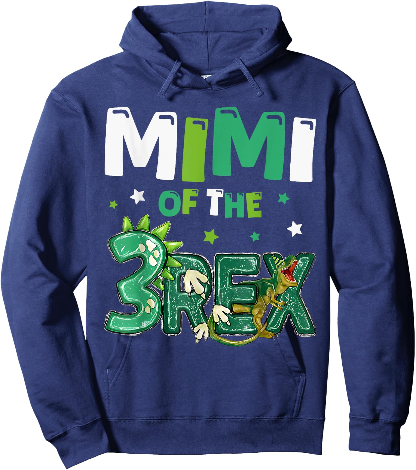 Mimi of the Three Rex Birthday Dinosaur Family Matching Hoodie - Hoodie | Navy