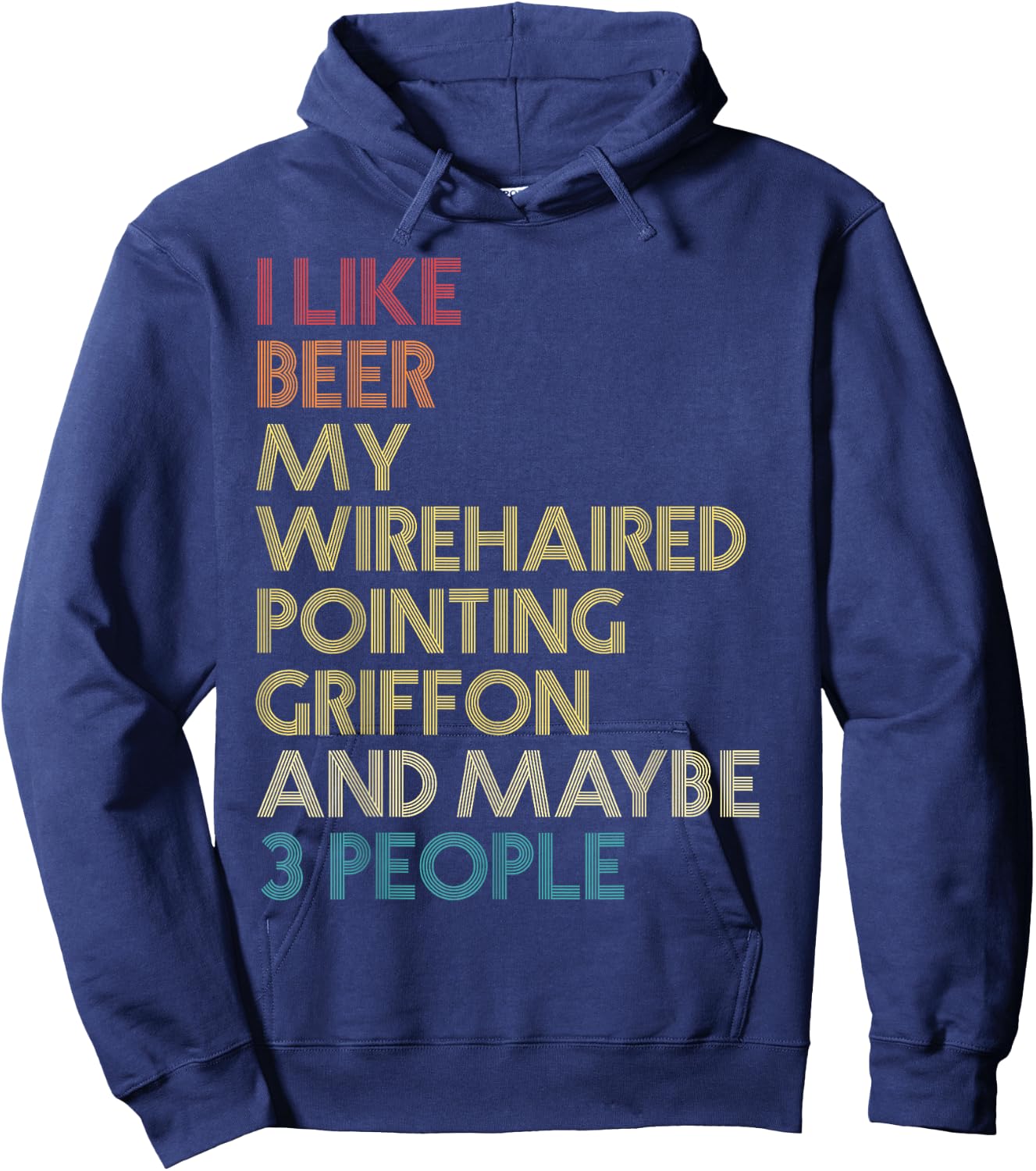 Wirehaired Pointing Griffon Dog Owner Beer Vintage Retro Hoodie - Hoodie | Navy