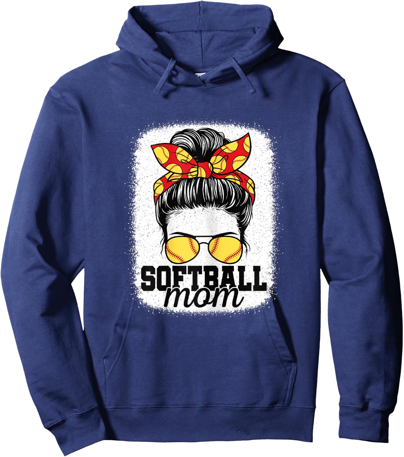 Cute Softball Mom Messy Bun Mommy Softball Player Women Hoodie - Hoodie | Navy