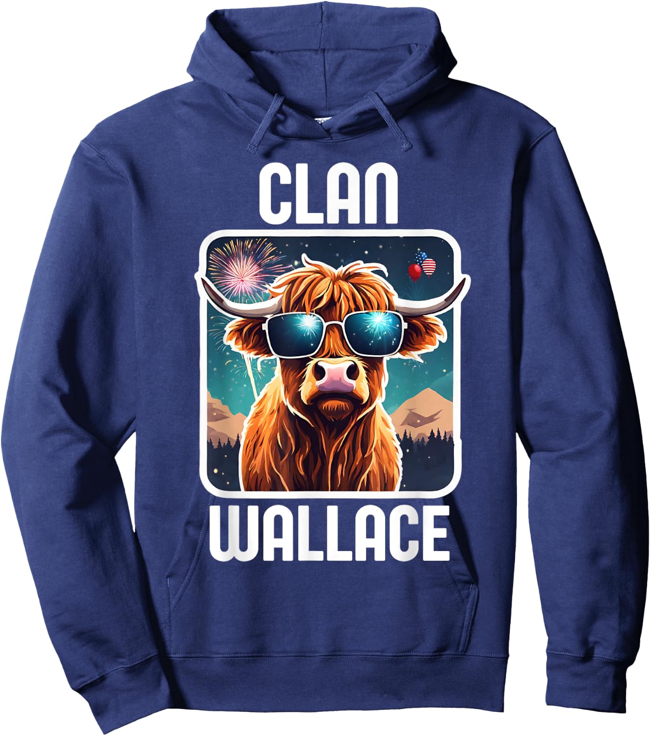 Wallace Clan 4th July Scottish Family Name USA Party Hoodie - Hoodie | Navy