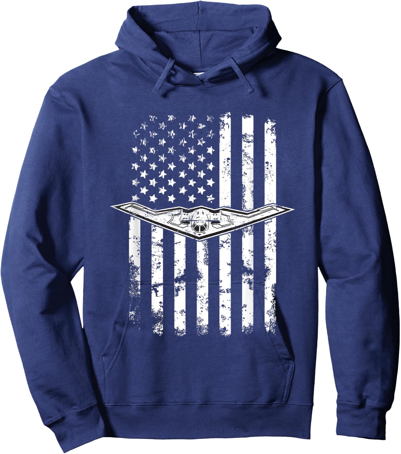 B-2 Stealth Bomber Military Airplane American Flag Hoodie - Hoodie | Navy