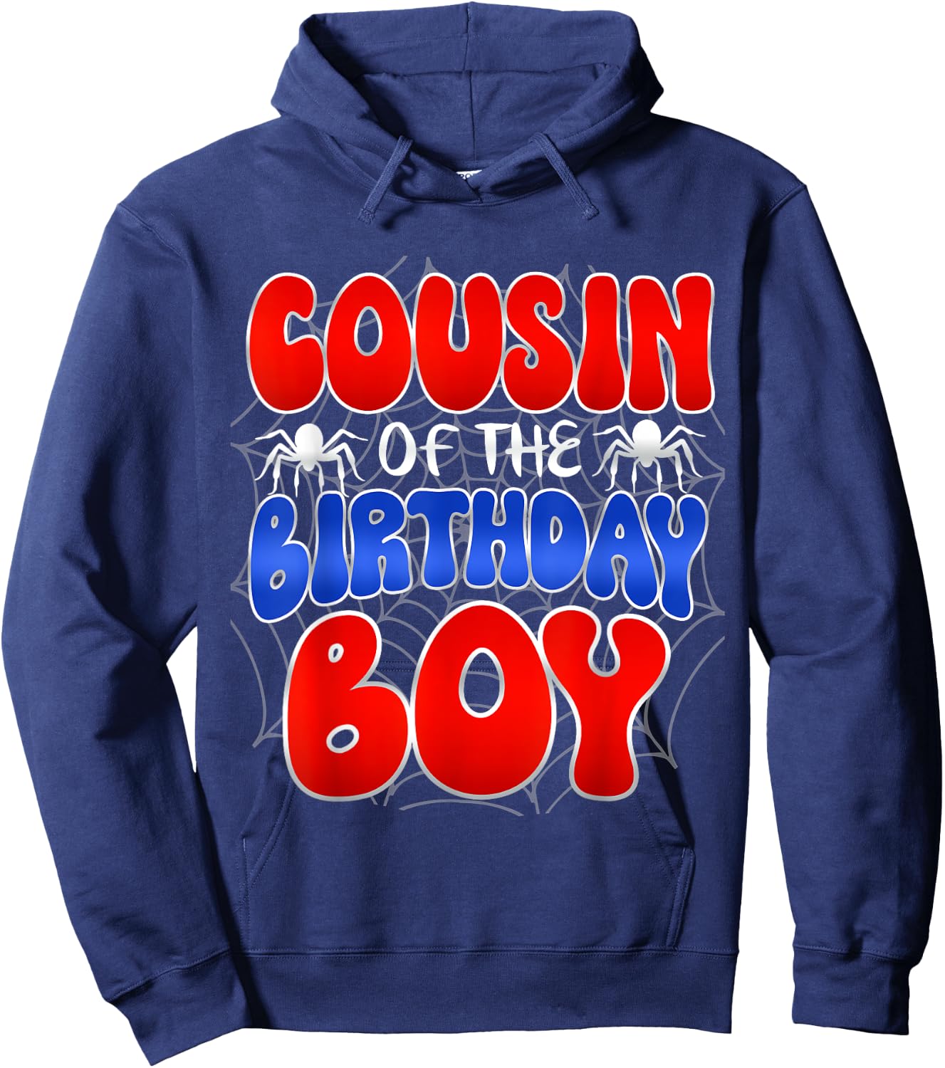 Cousin of the Birthday Boy Costume Spider Web Birthday Party Hoodie - Hoodie | Navy
